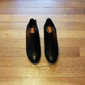 Black patent leather booties